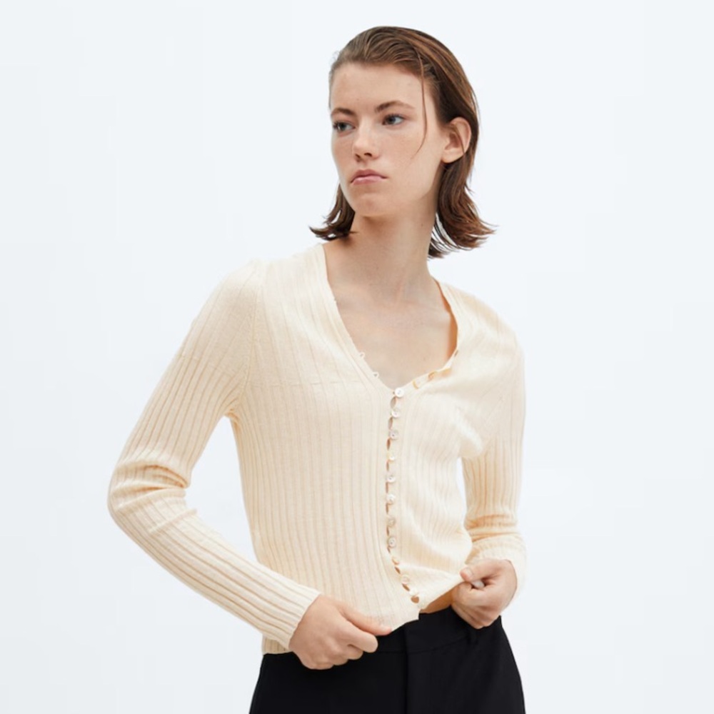 NWT Mango Ribbed Cardigan with Button Detail - Picture 2 of 16